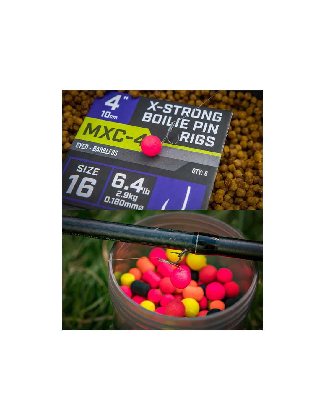 MATRIX ONDERLIJN MXC-4 X-STRONG BOILIE PIN RIGS 4"/10CM 6 MATRIX ONDERLIJN MXC-4 X-STRONG BOILIE PIN RIGS 4"/10CM - Afbeelding 4