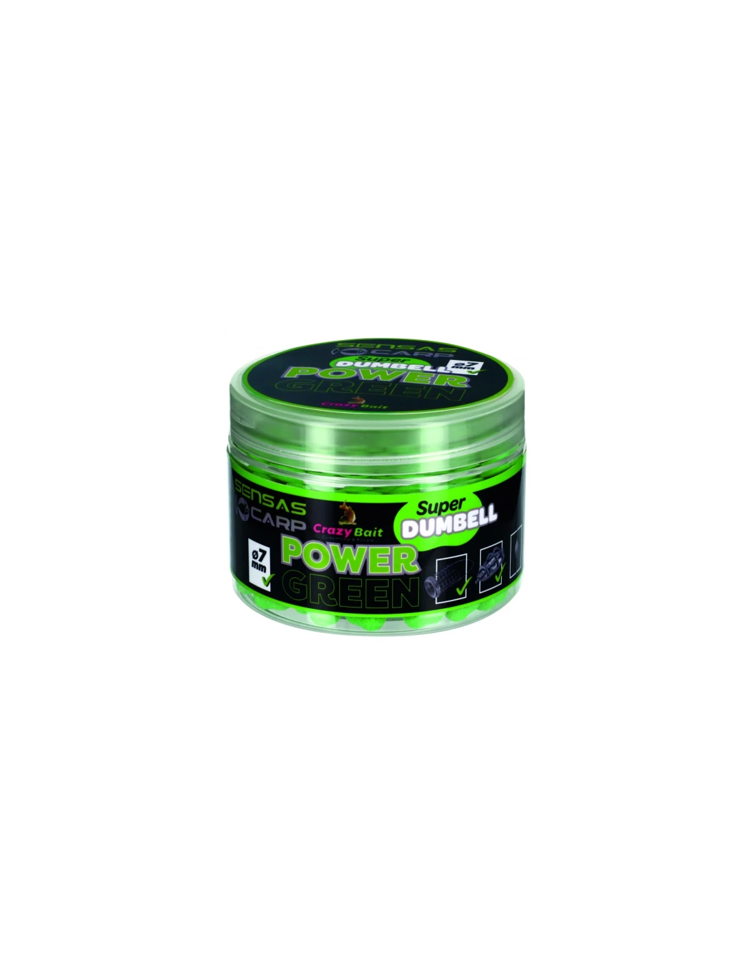 SENSAS SUPER DUMBELL 7MM POWER GREEN 80G 3 SENSAS SUPER DUMBELL 7MM POWER GREEN 80G